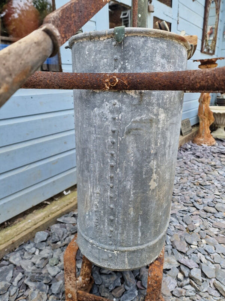 Old Antique Vintage Galvanised Water Pump Carrier Sprayer Trolley Garden Planter