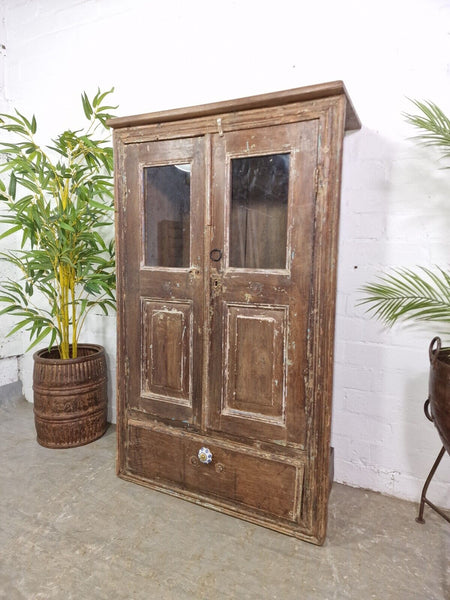 Vintage Rustic Antique Indian Solid Hardwood Storage Cupboard Drinks Cabinet