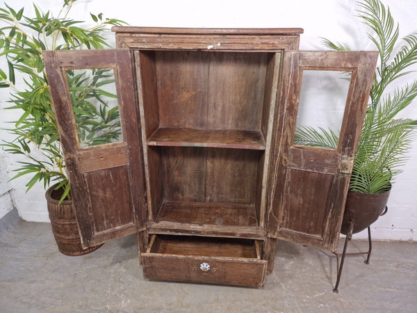 Vintage Rustic Antique Indian Solid Hardwood Storage Cupboard Drinks Cabinet
