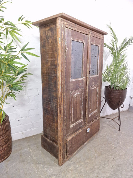 Vintage Rustic Antique Indian Solid Hardwood Storage Cupboard Drinks Cabinet