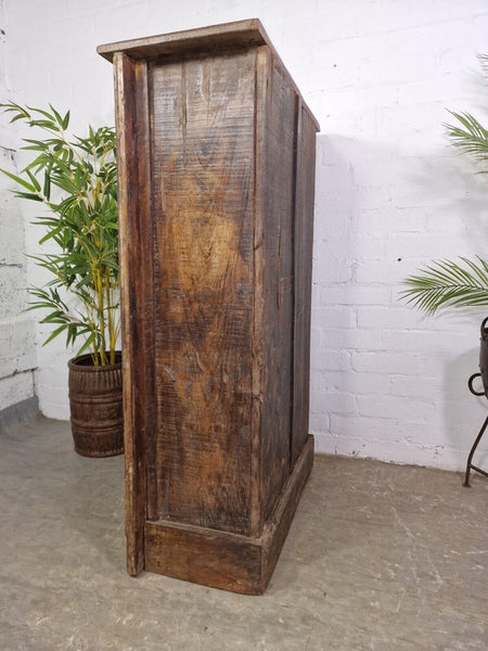 Vintage Rustic Antique Indian Solid Hardwood Storage Cupboard Drinks Cabinet