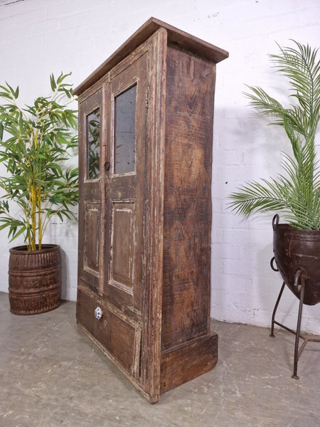 Vintage Rustic Antique Indian Solid Hardwood Storage Cupboard Drinks Cabinet