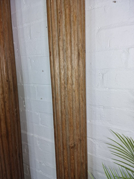Pair Antique Vintage Reclaimed Hand Carved Solid Indian Wooden Column Pillar