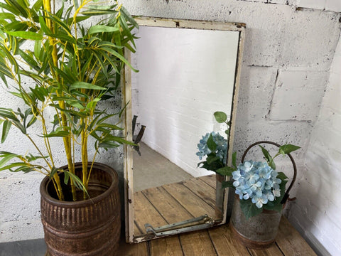 Vintage Reclaimed Industrial Cast Wrougt Iron Metal Window Frame Garden Mirror