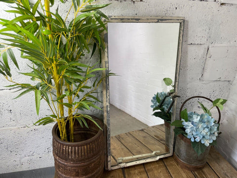 Vintage Reclaimed Industrial Cast Wrougt Iron Metal Window Frame Garden Mirror