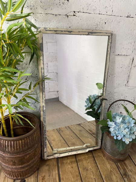 Vintage Reclaimed Industrial Cast Wrougt Iron Metal Window Frame Garden Mirror