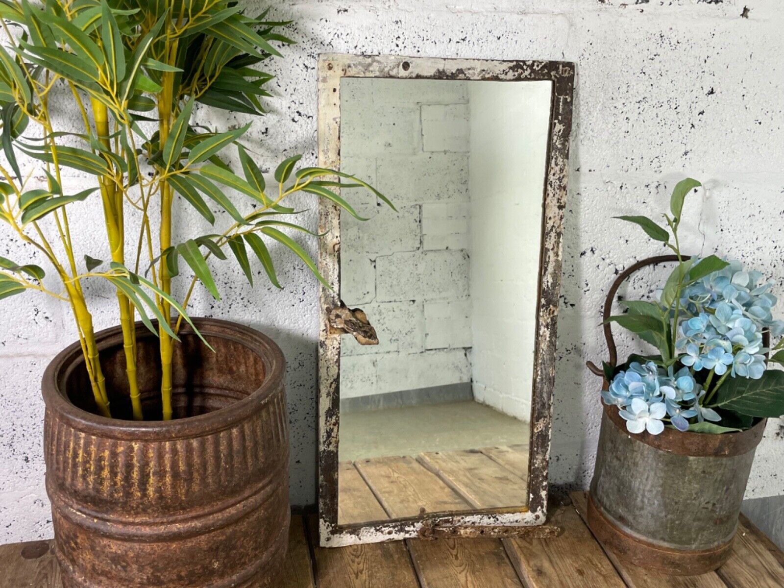 Vintage Reclaimed Industrial Cast Wrought Iron Metal Window Frame Garden Mirror