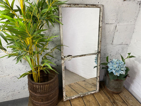 Vintage Reclaimed Industrial Cast Wrougt Iron Metal Window Frame Garden Mirror
