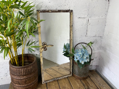 Vintage Reclaimed Industrial Cast Wrougt Iron Metal Window Frame Garden Mirror