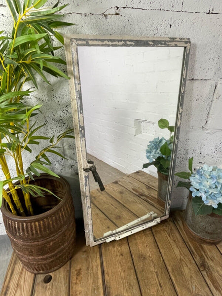 Vintage Reclaimed Industrial Cast Wrougt Iron Metal Window Frame Garden Mirror