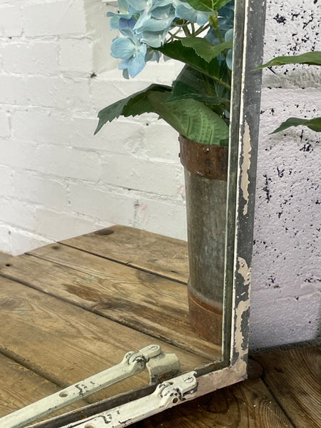 Vintage Reclaimed Industrial Cast Wrougt Iron Metal Window Frame Garden Mirror