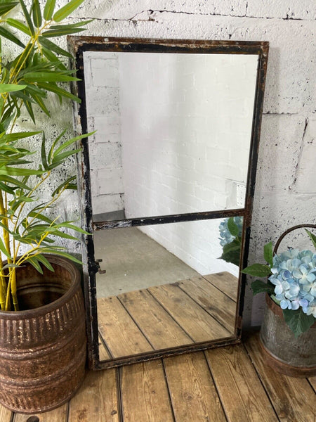 Vintage Reclaimed Industrial Cast Wrought Iron Metal Window Frame Garden Mirror