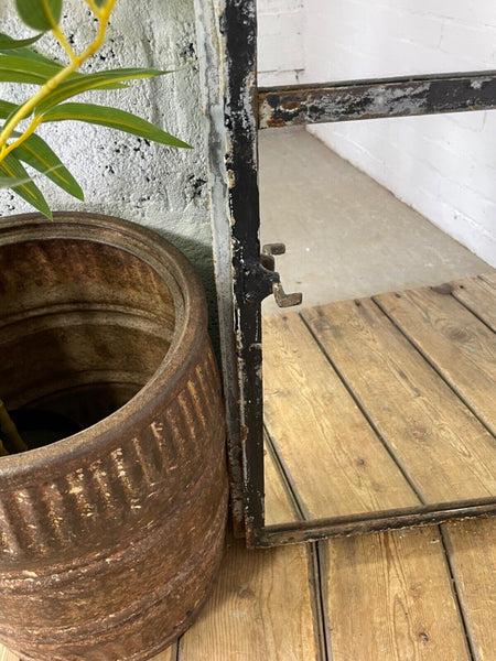 Vintage Reclaimed Industrial Cast Wrought Iron Metal Window Frame Garden Mirror