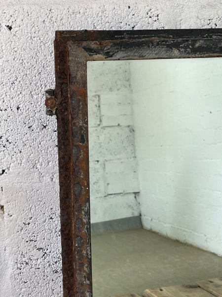 Vintage Reclaimed Industrial Cast Wrought Iron Metal Window Frame Garden Mirror
