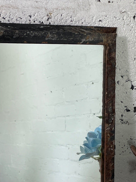 Vintage Reclaimed Industrial Cast Wrought Iron Metal Window Frame Garden Mirror