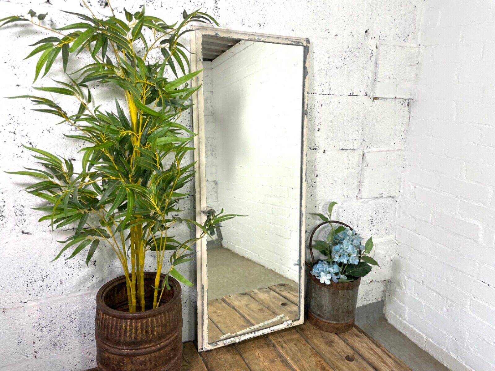 Vintage Reclaimed Industrial Cast Wrought Iron Metal Window Frame Garden Mirror