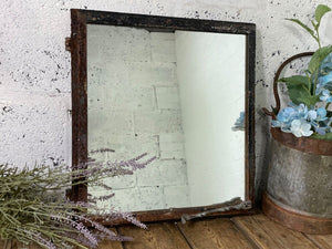 Vintage Reclaimed Industrial Cast Wrought Iron Metal Window Frame Garden Mirror