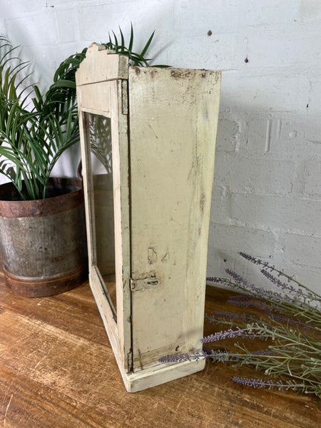 Vintage Rustic Indian Wooden Glazed Shop Display Bathroom Kitchen Wall Cabinet