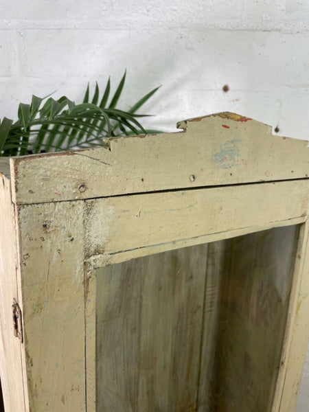 Vintage Rustic Indian Wooden Glazed Shop Display Bathroom Kitchen Wall Cabinet