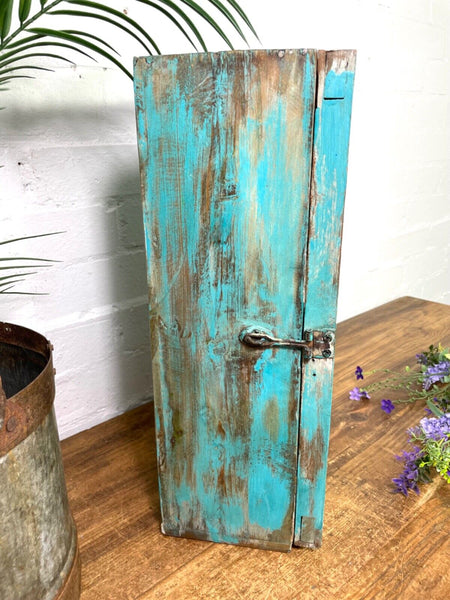 Vintage Rustic Indian Wooden Glazed Shop Display Bathroom Kitchen Wall Cabinet