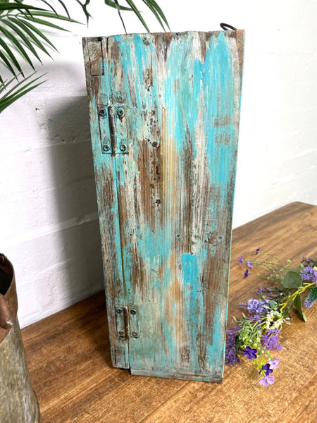Vintage Rustic Indian Wooden Glazed Shop Display Bathroom Kitchen Wall Cabinet