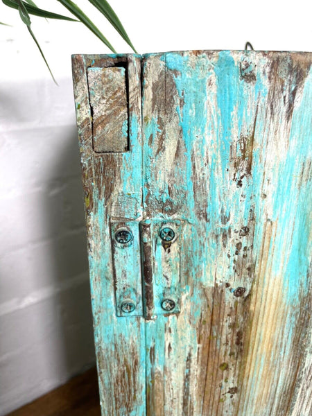 Vintage Rustic Indian Wooden Glazed Shop Display Bathroom Kitchen Wall Cabinet
