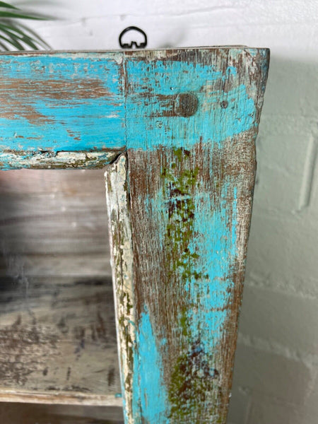 Vintage Rustic Indian Wooden Glazed Shop Display Bathroom Kitchen Wall Cabinet