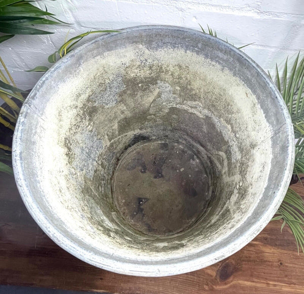 Vintage Large Heavy Duty Galvanised Feed Bin Garden Tub Pot Planter
