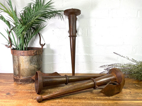 Large Rustic Reclaimed Metal Medieval Torche Torch Candle Holder Wedding Prop