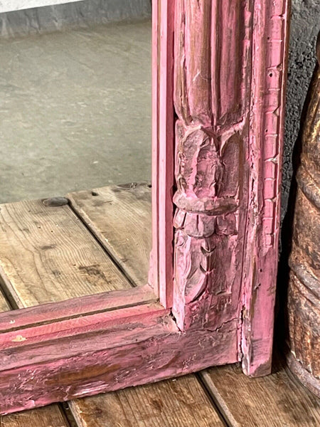 Large Vintage Antique Reclaimed Indian Solid Wooden Window Frame Garden Mirror