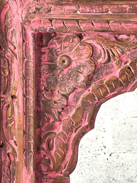 Large Vintage Antique Reclaimed Indian Solid Wooden Window Frame Garden Mirror