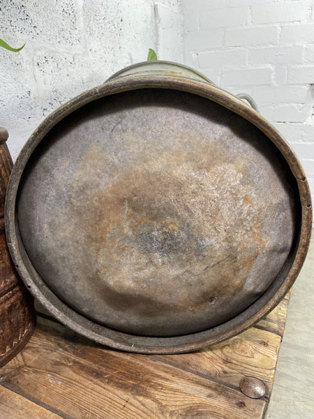 Vintage Large Heavy Duty Galvanised Feed Bin Garden Tub Pot Planter
