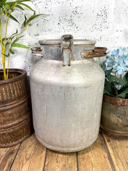 Vintage Rustic French Aluminium Milk Churn Wedding Florist Prop Garden Planter