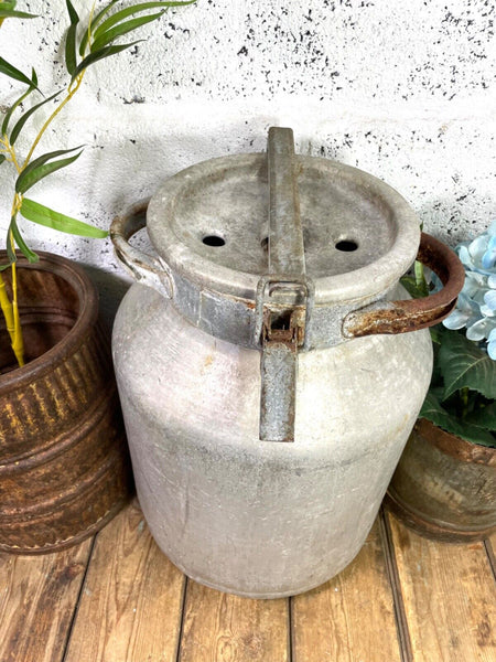 Vintage Rustic French Aluminium Milk Churn Wedding Florist Prop Garden Planter