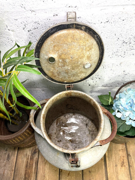 Vintage Rustic French Aluminium Milk Churn Wedding Florist Prop Garden Planter