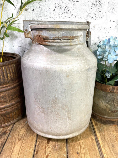 Vintage Rustic French Aluminium Milk Churn Wedding Florist Prop Garden Planter