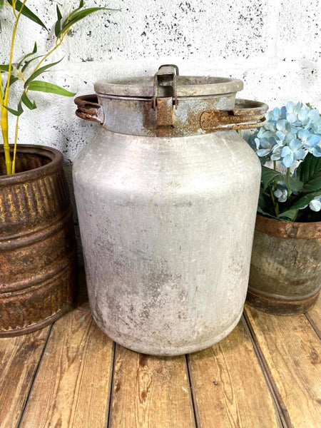 Vintage Rustic French Aluminium Milk Churn Wedding Florist Prop Garden Planter