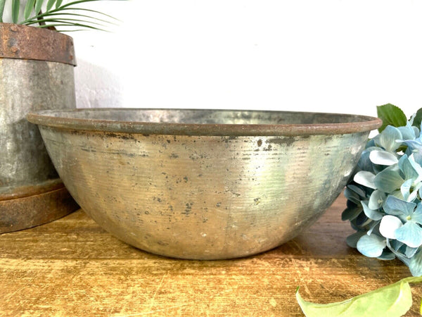 Vintage Industrial Heavy Duty Stainless Steel Mixing Bowl Dairy Farming Milking