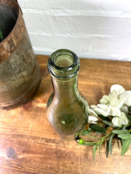 Vintage Antique French Green Glass Wine Bottle Wedding Decor Vase