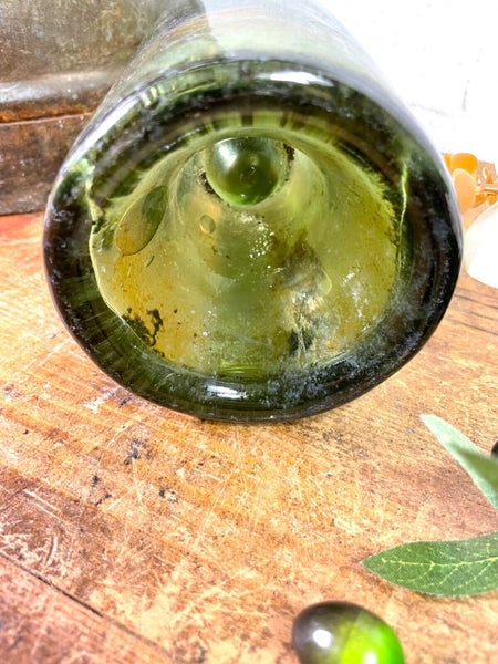 Vintage Antique French Green Glass Wine Bottle Wedding Decor Vase