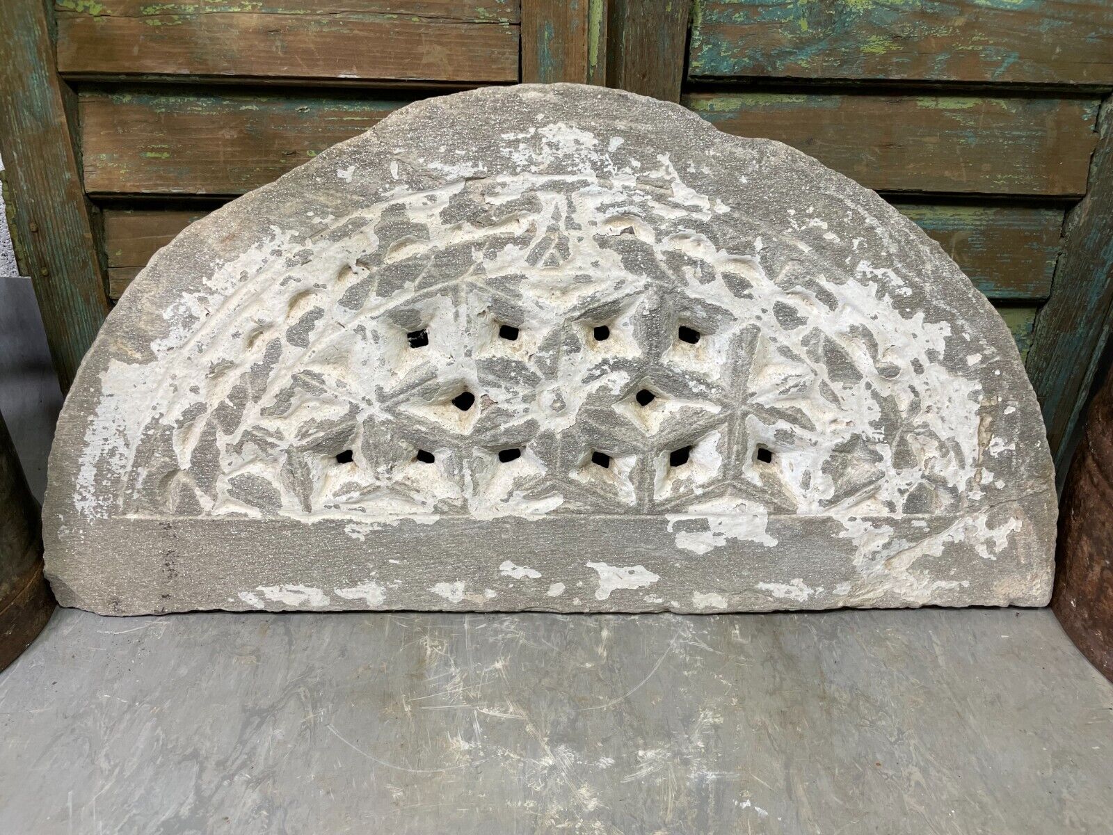 Antique Indian Hand Carved Stone Jhali Ventilation Window Home Garden Decor