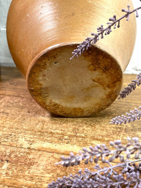 Vintage Rustic French Stoneware Brown Terracotta Jug Pitcher Flower Vase