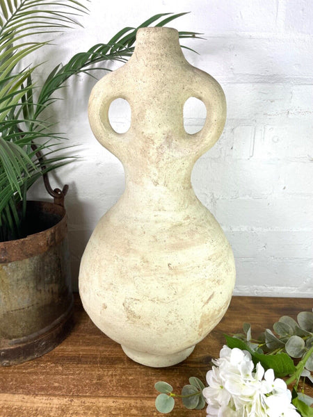 Modern Rustic Hand Made Moroccan Tamegroute Artisan Pottery Vase Urn Sculpture