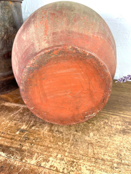 Vintage Rustic French Terracotta Walnut Oil Pitcher Confit Pot Jug