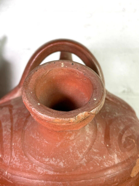 Vintage Rustic French Terracotta Walnut Oil Pitcher Confit Pot Jug