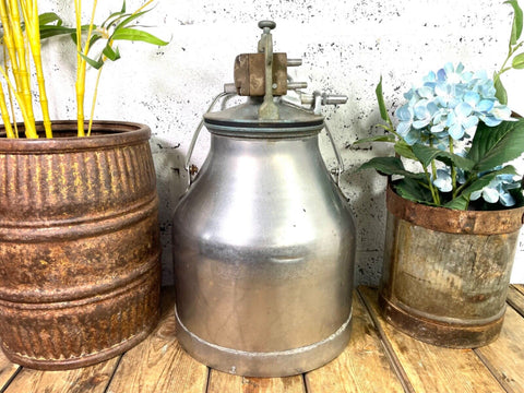 Vintage Heavy Duty Aluminium Farming Milk Churn Milking Machine