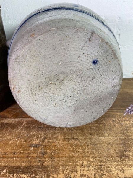 Vintage Rustic French Alsace Blue Grey Glazed Stoneware Confit Pot Jug Pitcher