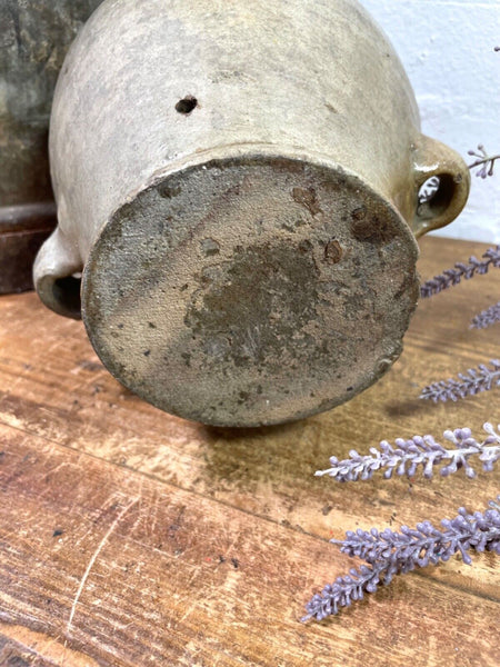 Vintage Rustic French Alsace Blue Grey Glazed Stoneware Confit Pot Jug Pitcher