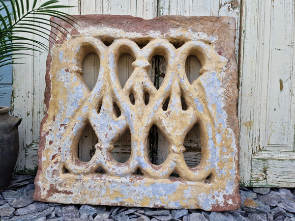 Antique Indian Hand Carved Stone Jhali Ventilation Window Home Garden Decor