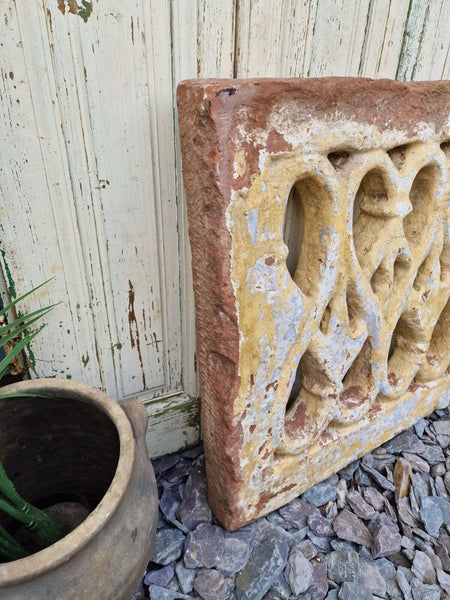 Antique Indian Hand Carved Stone Jhali Ventilation Window Home Garden Decor